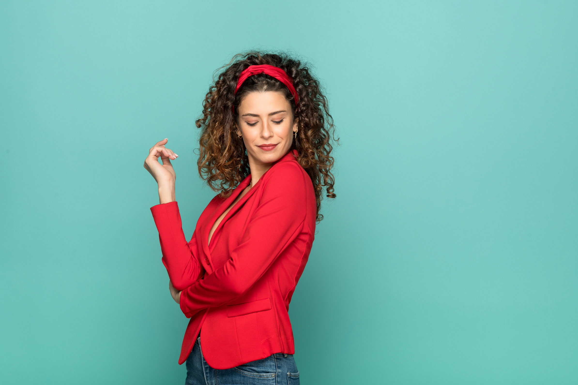 Stylish Confident Woman in Red Jacket